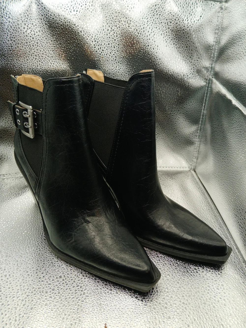 Charles Black Pointed-Toe Western Style Ankle Boots Women's 8.5